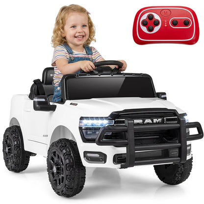 12V Kids Ride On Car with Remote Control and LED Lights-White