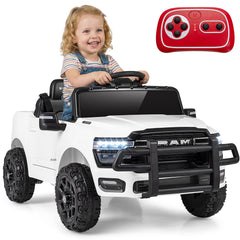 12V Kids Ride On Car with Remote Control and LED Lights-White