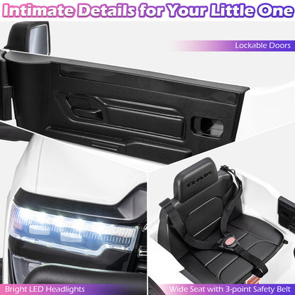 12V Kids Ride On Car with Remote Control and LED Lights-White