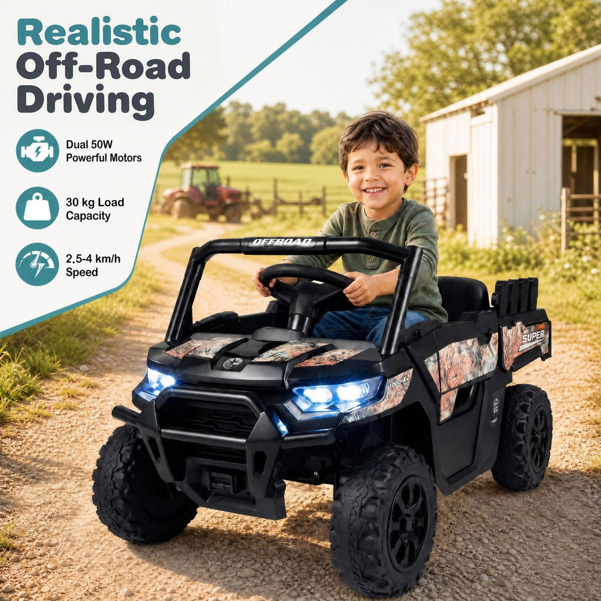 12V Kids Ride on Car with Dual 50W Motors and Remote Control-Black
