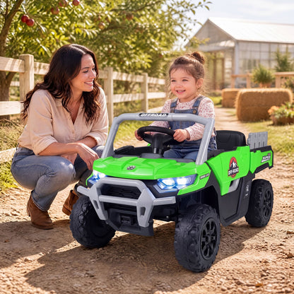 12V Kids Ride on Car with Dual 50W Motors and Remote Control-Green