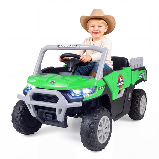 12V Kids Ride on Car with Dual 50W Motors and Remote Control-Green