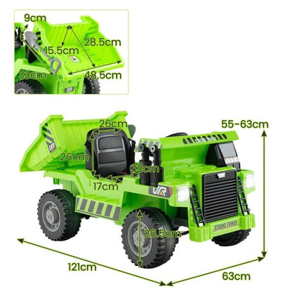 12V Kids Ride on Dump Truck with Electric Dump Bed-Green
