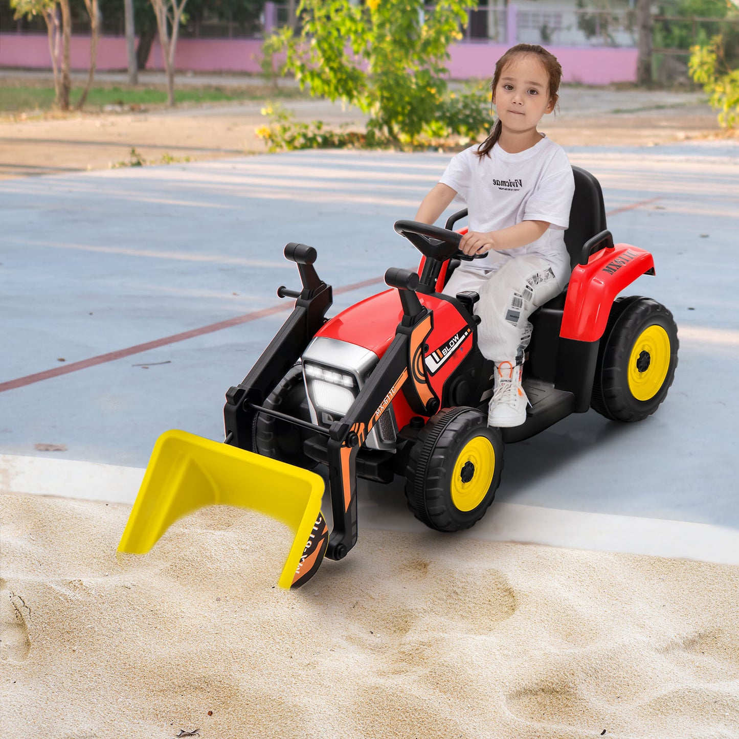 12V Battery Powered Loader Digger with Adjustable Arm and Bucket-Red