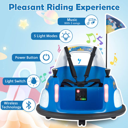 12V Bumper Car for Kids with Remote Control and Lighting Modes-Blue