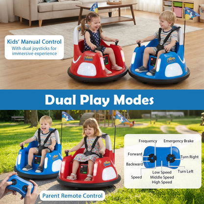 12V Bumper Car for Kids with Remote Control and Lighting Modes-Blue