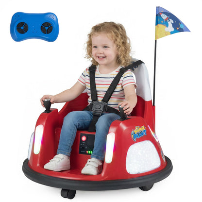 12V Bumper Car for Kids with Remote Control and Lighting Modes-Red