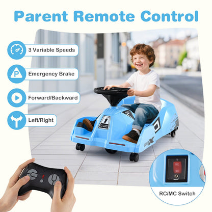 12V Electric Cleaning Go Kart Ride on Race Car with Detachable Mop-Blue