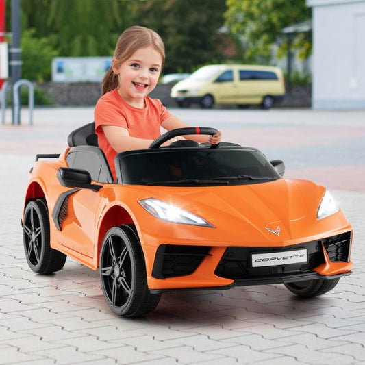 12V Electric Kids Ride On Car with Remote Control and Lights-Orange