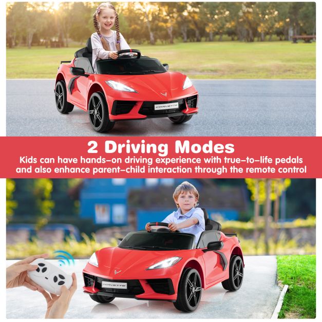 12V Electric Kids Ride On Car with Remote Control and Lights-Red