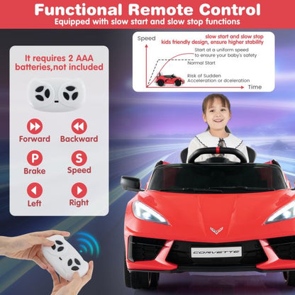 12V Electric Kids Ride On Car with Remote Control and Lights-Red