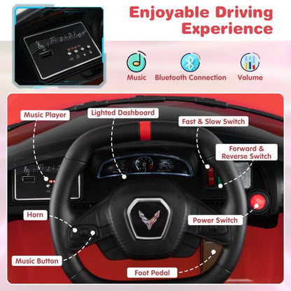 12V Electric Kids Ride On Car with Remote Control and Lights-Red