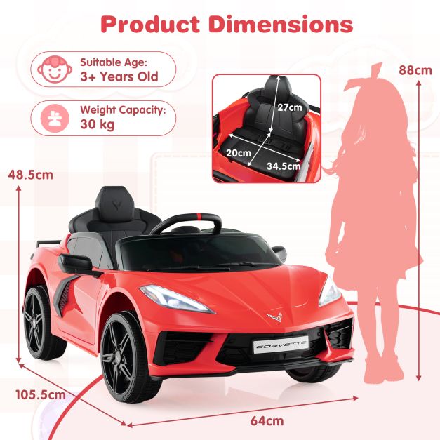 12V Electric Kids Ride On Car with Remote Control and Lights-Red