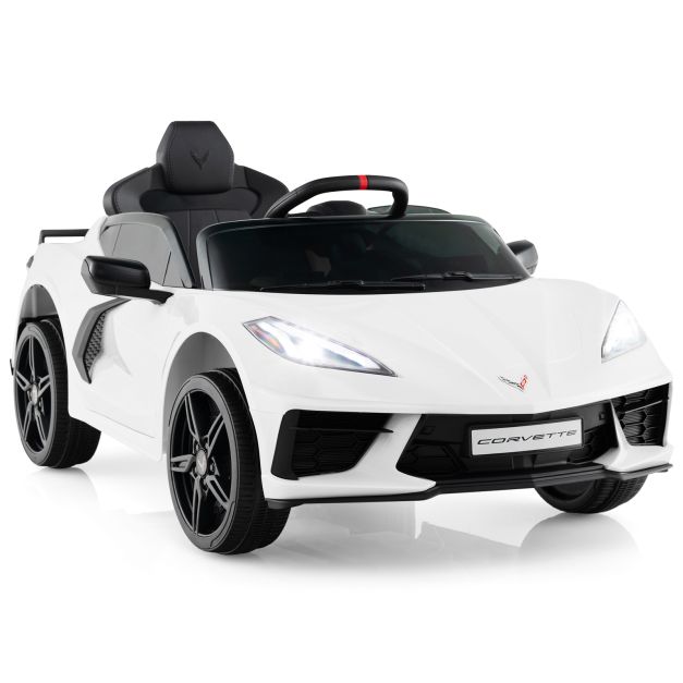 12V Electric Kids Ride On Car with Remote Control and Lights-White