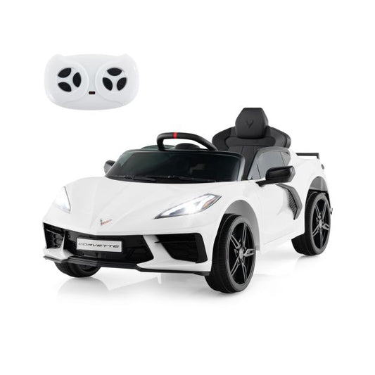 12V Electric Kids Ride On Car with Remote Control and Lights-White