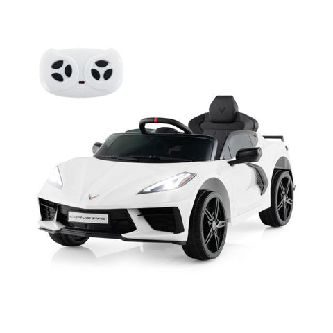 12V Electric Kids Ride On Car with Remote Control and Lights-White