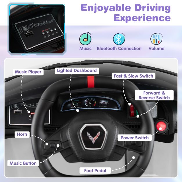 12V Electric Kids Ride On Car with Remote Control and Lights-White