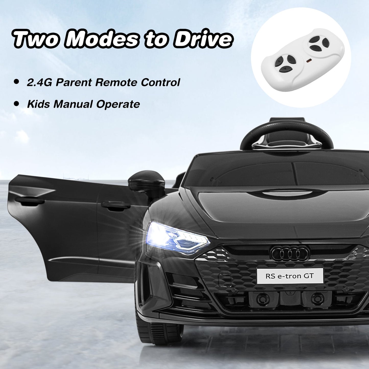 12V Audi Licensed Electric Kids Ride On Car with Remote Control-Black