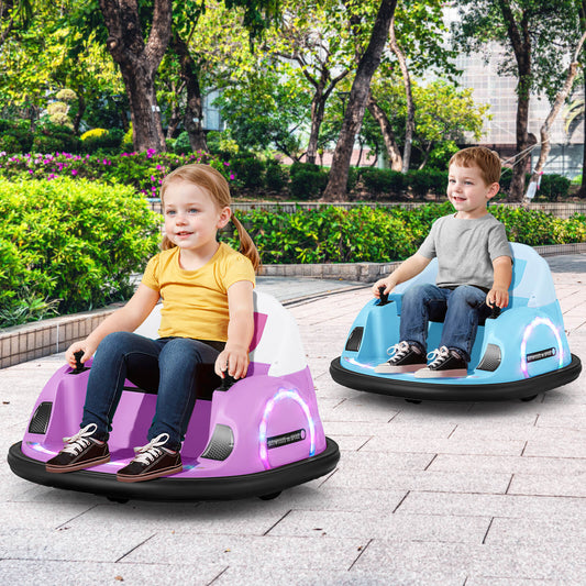12V Kids Ride on Bumper Car with Flashing Lights and Remote Control-Blue