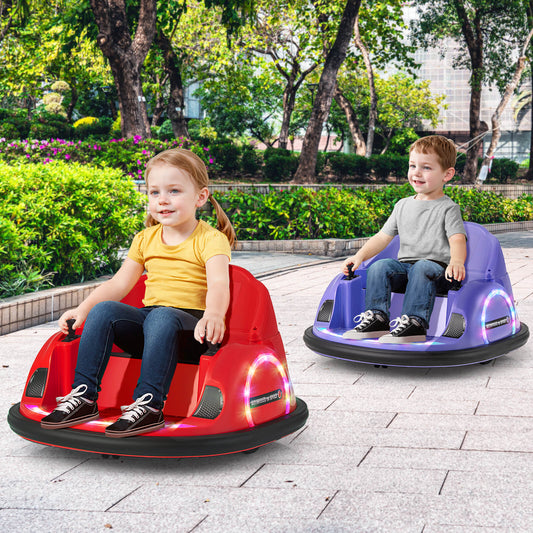 12V Kids Ride on Bumper Car with Flashing Lights and Remote Control-Red