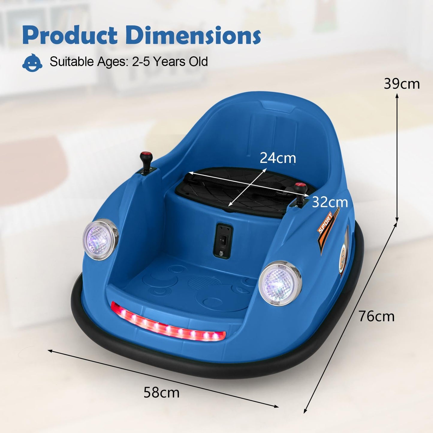 12V Kids Ride on Bumper Car with Remote Control and Music-Navy