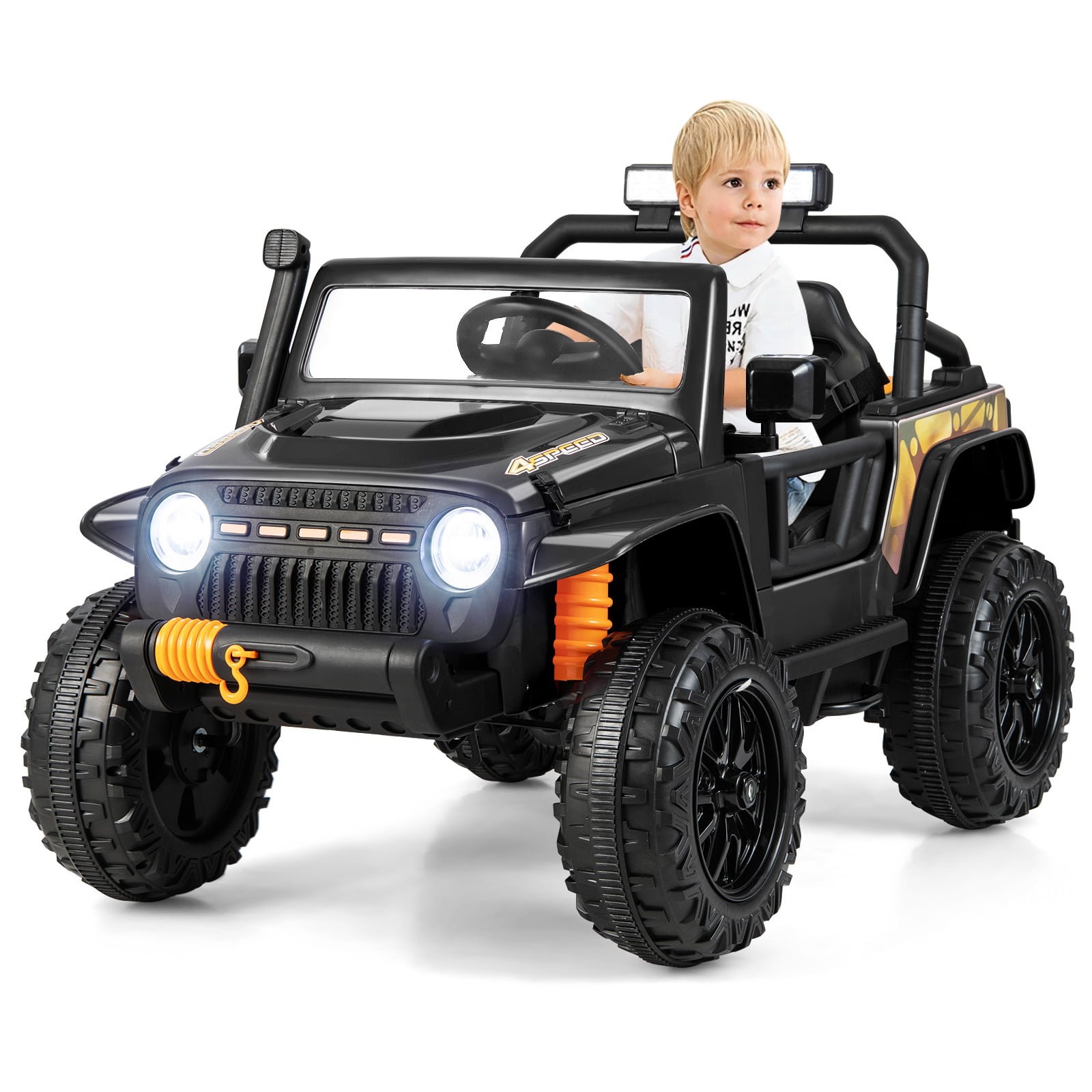 12V Battery Powered Electric Parent-Child Ride on Car-Black
