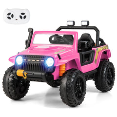 12V Kids Electric Ride on Car with Music and LED Lights-Pink