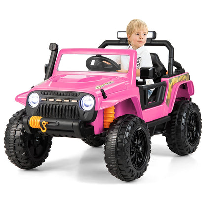 12V Kids Electric Ride on Car with Music and LED Lights-Pink