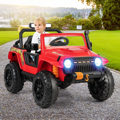 12V Kids Electric Ride on Car with Music and LED Lights-Red