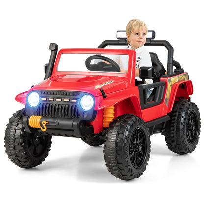 12V Kids Electric Ride on Car with Music and LED Lights-Red