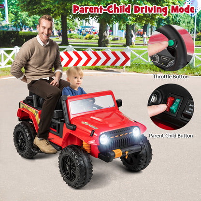 12V Kids Electric Ride on Car with Music and LED Lights-Red