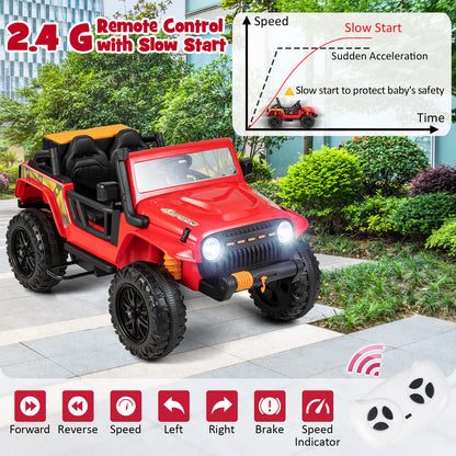 12V Kids Electric Ride on Car with Music and LED Lights-Red