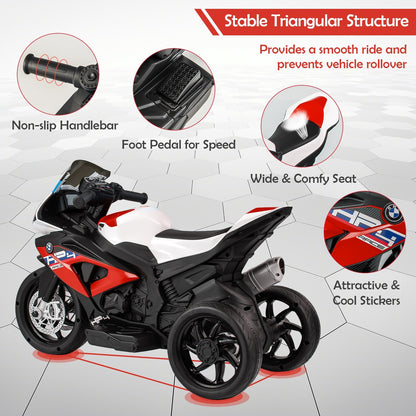 12V Kids Motorcycle Ride-On Toy with Music and Headlight-Red