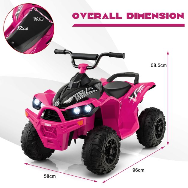12V Kids Ride On ATV with 2 Speeds and LED Lights-Pink