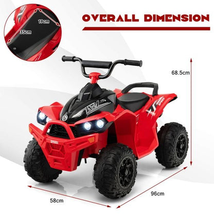 12V Kids Ride On ATV with 2 Speeds and LED Lights-Red