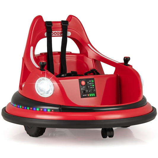 12V Kids Ride On Bumper Car with Dual Joysticks and 5 Light Effects-Red