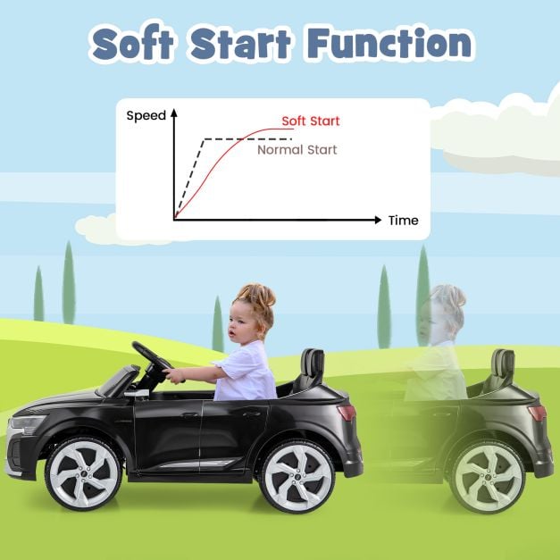 12V Kids Ride On Car with Remote Control and 4 Wheels Suspension-Black