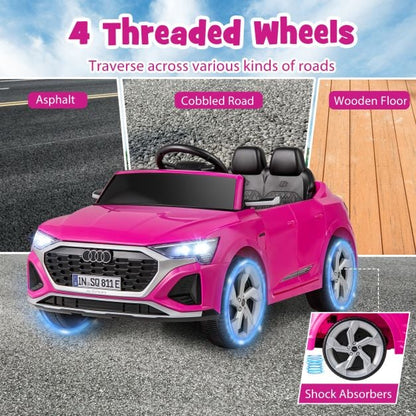 12V Kids Ride On Car with Remote Control and 4 Wheels Suspension-Pink
