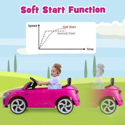 12V Kids Ride On Car with Remote Control and 4 Wheels Suspension-Pink