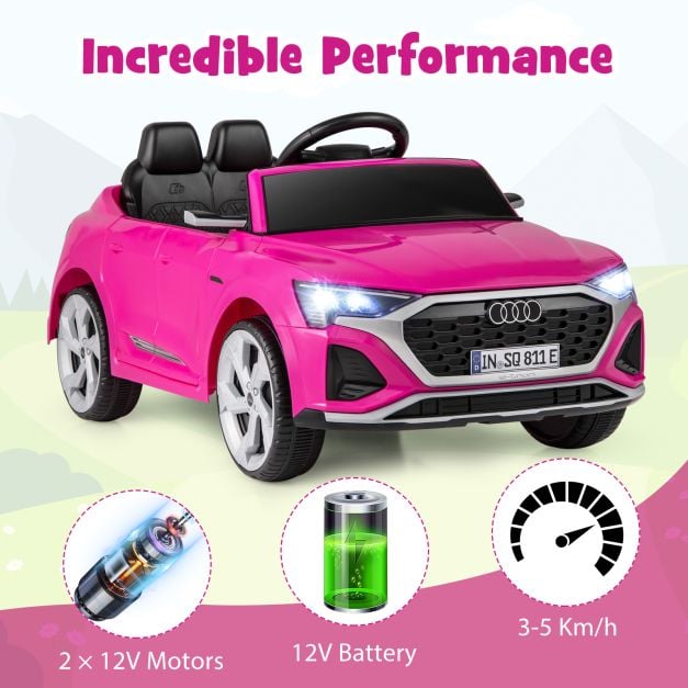 12V Kids Ride On Car with Remote Control and 4 Wheels Suspension-Pink