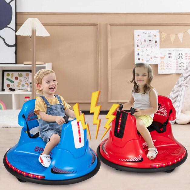 12V Kids Ride On Electric Bumper Car with Dual Joysticks and Remote Control-Red