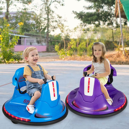 12V Kids Ride On Electric Bumper Car with Dual Joysticks and Remote Control-Purple