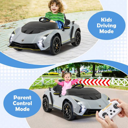 12V Kids Ride on Car 4WD Lamborghini Licensed with 3 Speeds and Music-Grey