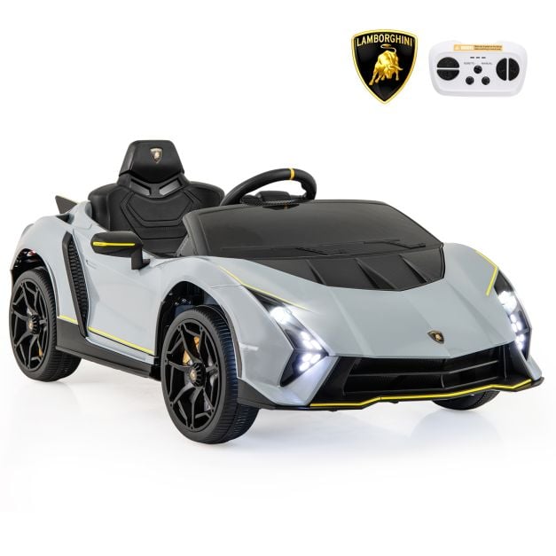12V Kids Ride on Car 4WD Lamborghini Licensed with 3 Speeds and Music-Grey