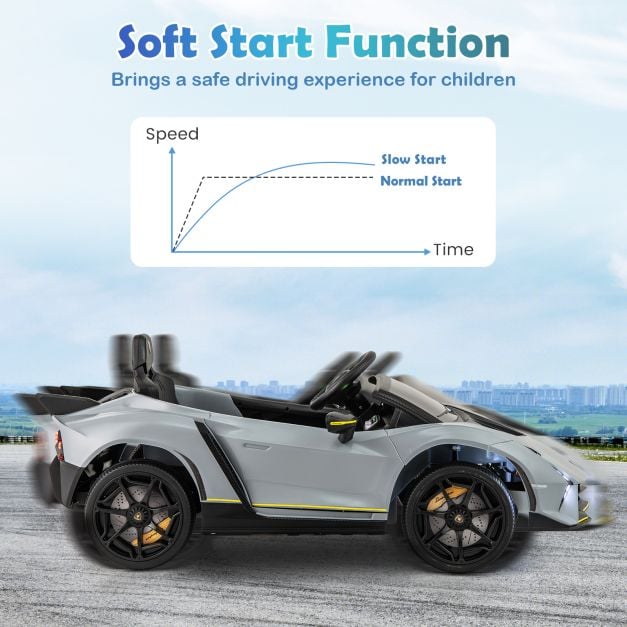 12V Kids Ride on Car 4WD Lamborghini Licensed with 3 Speeds and Music-Grey
