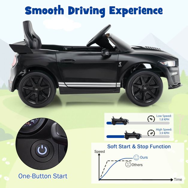 12V Kids Ride on Car Electric Licensed Ford Mustang Shelby GT500 for Kids Aged 3-8-Black