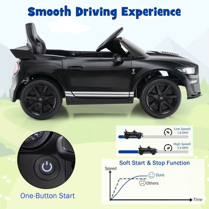 12V Kids Ride on Car Electric Licensed Ford Mustang Shelby GT500 for Kids Aged 3-8-Black