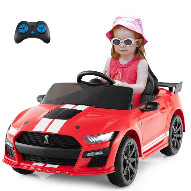 12V Kids Ride on Car Electric Licensed Ford Mustang Shelby GT500 for Kids Aged 3-8-Red