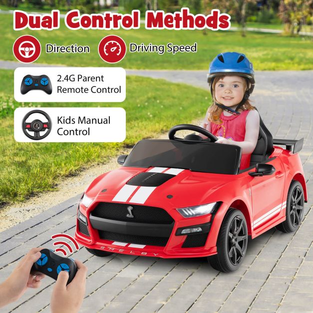 12V Kids Ride on Car Electric Licensed Ford Mustang Shelby GT500 for Kids Aged 3-8-Red