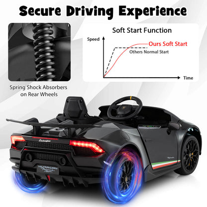 12V Kids Ride on Car Lamborghini with Remote Control and LED Lights-Black
